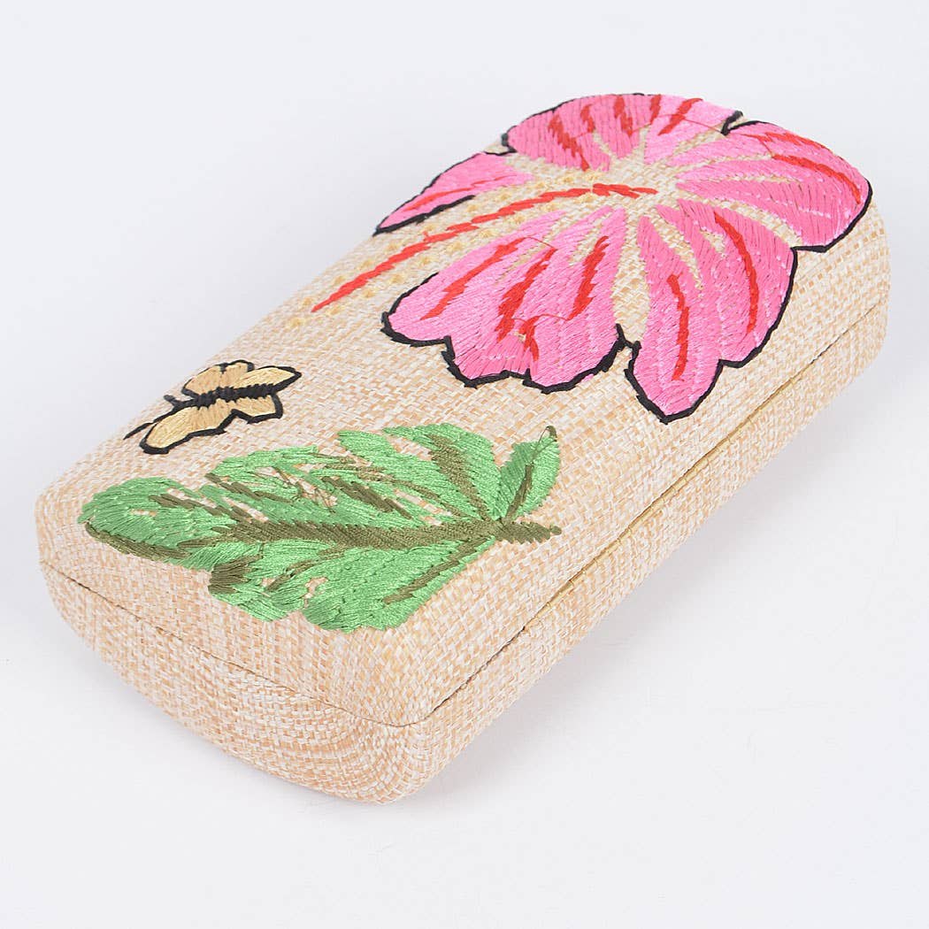 Embroidery Party Clutch: Beige