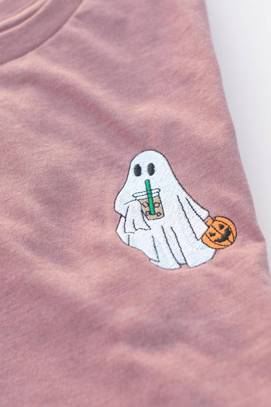 Embroidered Ghost Halloween Graphic Tee