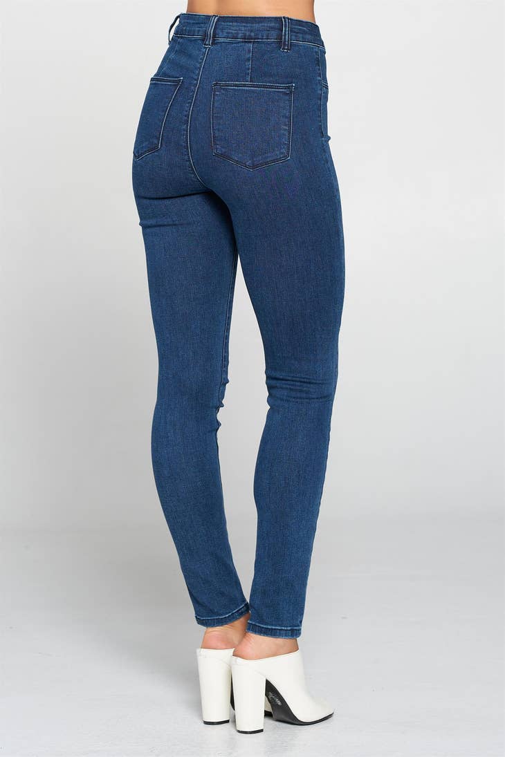 Dark Wash - High Rise Super Skinny Jeans